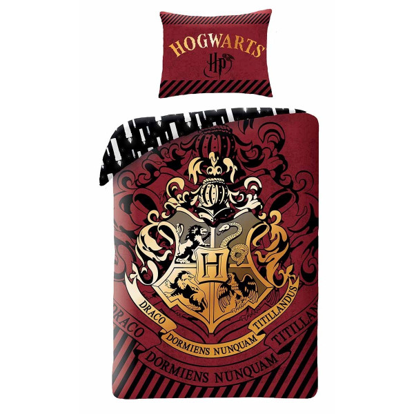 Harry Potter | Posteljina Harry Potter - Hogwarts grb smeđa/zlatna, pamuk 140x200, 70x90