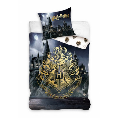 Harry Potter | Posteljina Harry Potter - Hogwarts grb zlatna, pamuk 140x200, 70x90